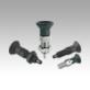Indexing plungers, steel or stainless steel, with plastic mushroom grip extended indexing pin and load slot