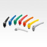 Clamping levers, die-cast zinc with internal thread and protective cap, threaded insert stainless steel