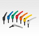 Clamping levers, die-cast zinc with external thread, threaded insert black oxidised steel