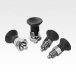 Indexing plungers ECO, steel or stainless steel, short version with plastic mushroom grip