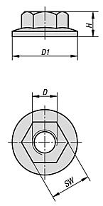 Hexagon nuts with flange