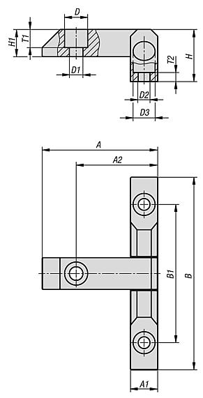 Block hinges with counterbore, long version